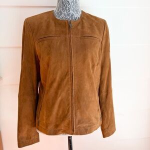 Lands’ End Goat Suede Zip Up Jacket size M petite